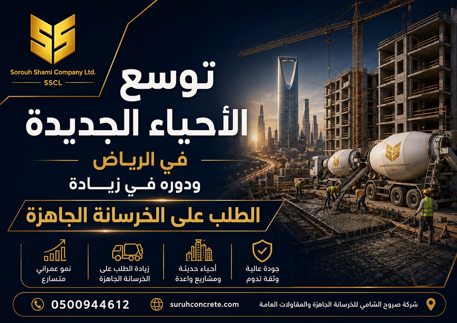توسع الأحياء الجديدة في الرياض وزيادة الطلب على الخرسانة الجاهزة