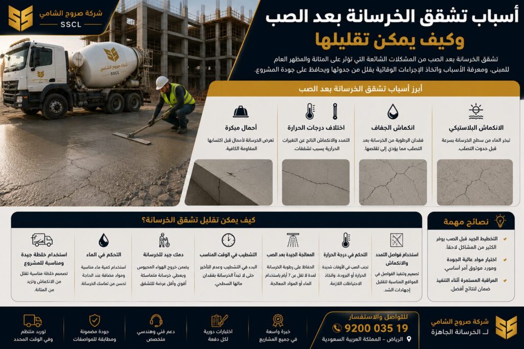 أسباب تشقق الخرسانة بعد الصب وطرق تقليل الشروخ