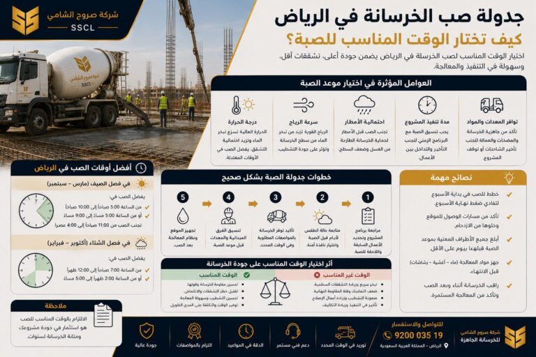 جدولة صب الخرسانة في الرياض وتنظيم وقت الصبة