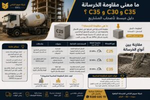 شرح مقاومة الخرسانة C25 و C30 و C35 لأصحاب المشاريع