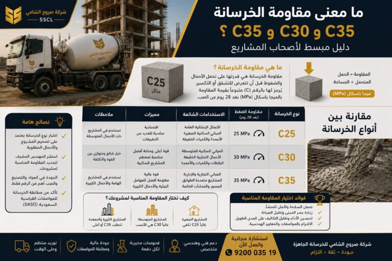 شرح مقاومة الخرسانة C25 و C30 و C35 لأصحاب المشاريع