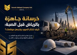 خرسانة جاهزة بالرياض قبل الصبة وتجهيز موقع البناء
