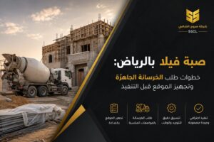صبة فيلا بالرياض باستخدام الخرسانة الجاهزة وتجهيز الموقع قبل التنفيذ