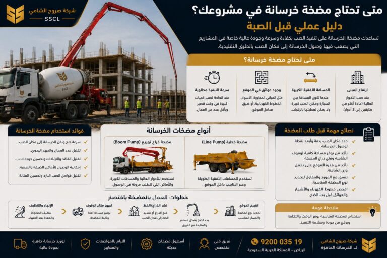 متى تحتاج مضخة خرسانة في مشروع بناء داخل الرياض