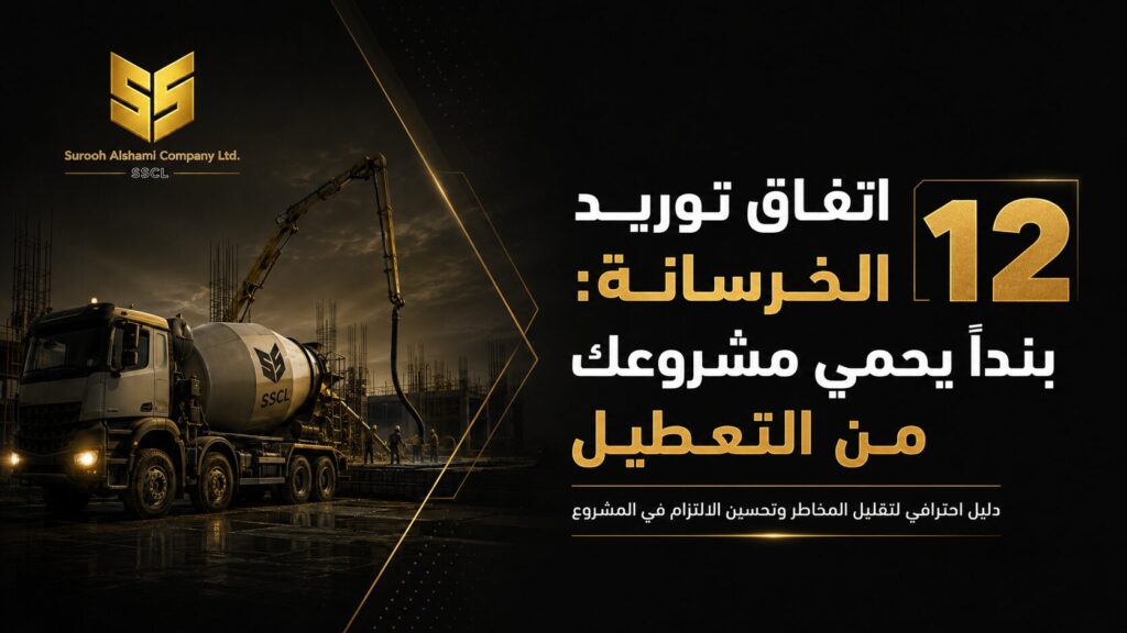 اتفاق توريد الخرسانة الجاهزة قبل الصب في مشروع بالرياض