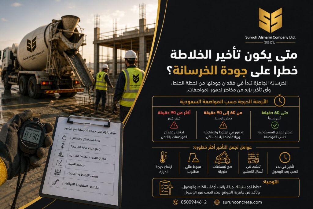 تأخير خلاطة الخرسانة وتأثيره على جودة الصبة في الرياض