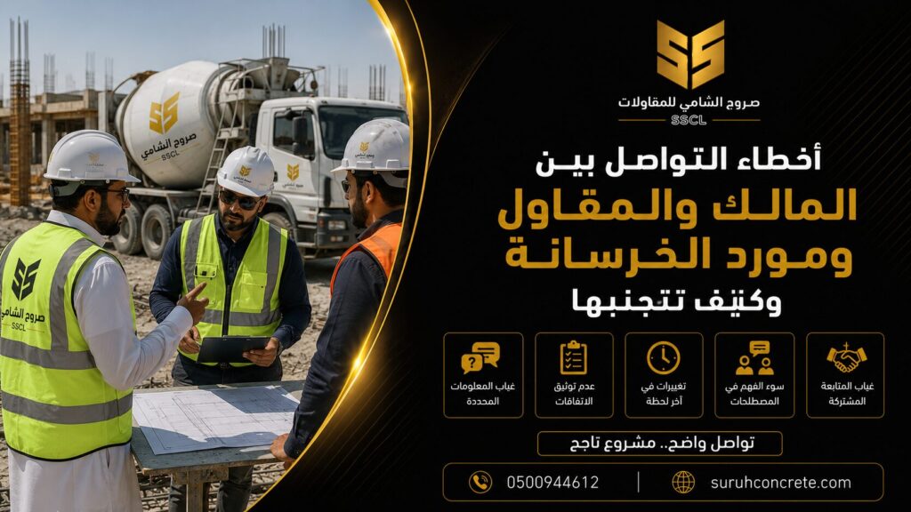 التواصل مع مورد الخرسانة بين المالك والمقاول في الرياض