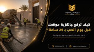 جاهزية الموقع قبل صب الخرسانة الجاهزة في الرياض