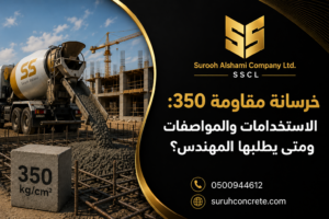 خرسانة مقاومة 350 واستخداماتها ومواصفاتها في المشاريع الإنشائية