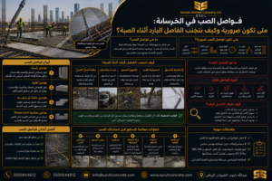فواصل الصب في الخرسانة والفرق بينها وبين الفاصل البارد وكيفية تجنب توقف الصبة