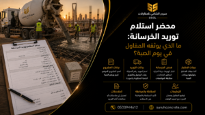 توثيق وصول خرسانة جاهزة إلى موقع صب في الرياض