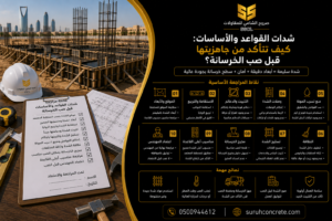 قوالب قواعد خرسانية جاهزة للصب في موقع بناء بالرياض