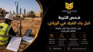 مهندس يفحص موقع أرض قبل بناء فيلا في الرياض