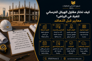 موقع هيكل خرساني لفيلا في الرياض مع فريق مقاولات