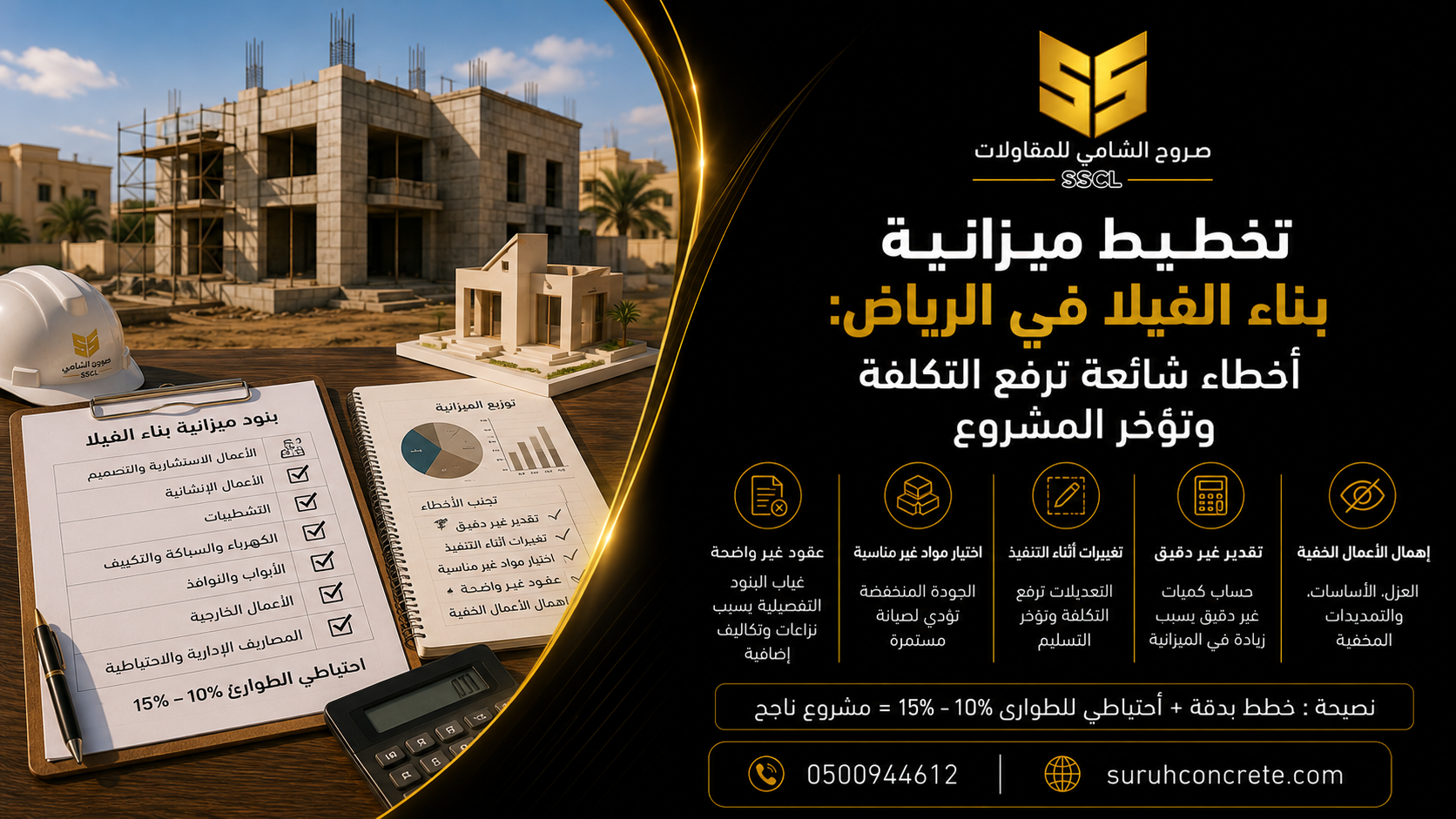 مخطط ميزانية وموقع بناء فيلا في الرياض