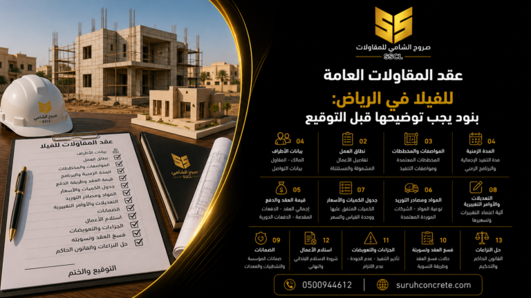 مراجعة عقد مقاولات عامة ومخططات فيلا في الرياض